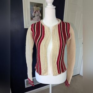 J Crew Striped Knit Cardigan Sweater